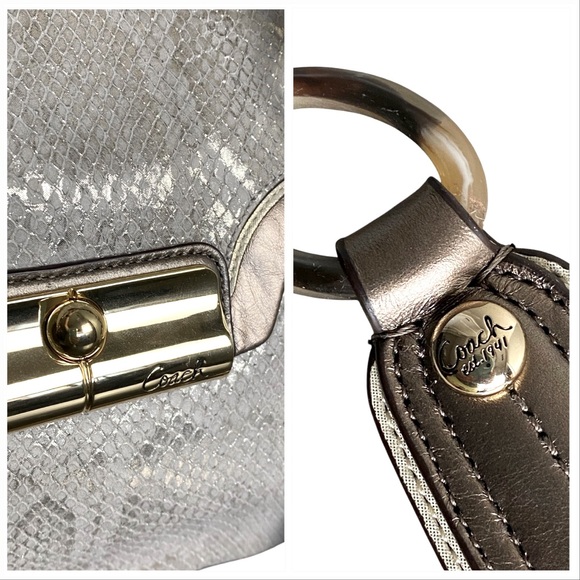 Coach Kristin NWT Embossed Python Metallic Flap Satchel 18309 - Picture 5 of 16